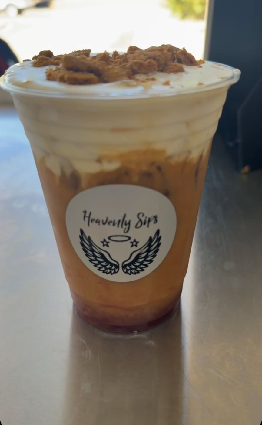 Cookie Butter latte with sweet cream cold foam