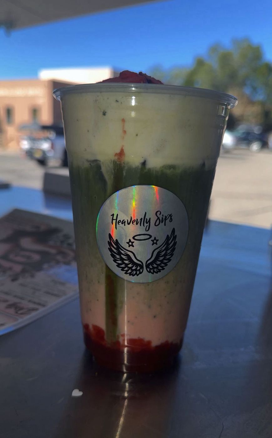 Strawberry Dream matcha in layers